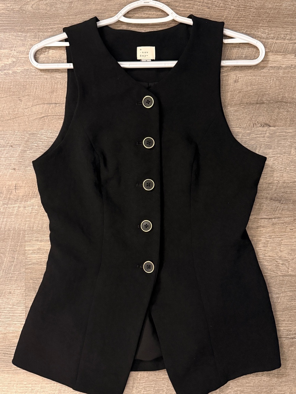 a new day Black Sleeveless Button-Front Tailored Vest